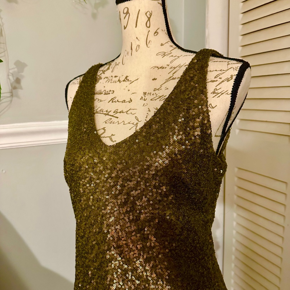 Gold/Green Sequin Sleeveless Top